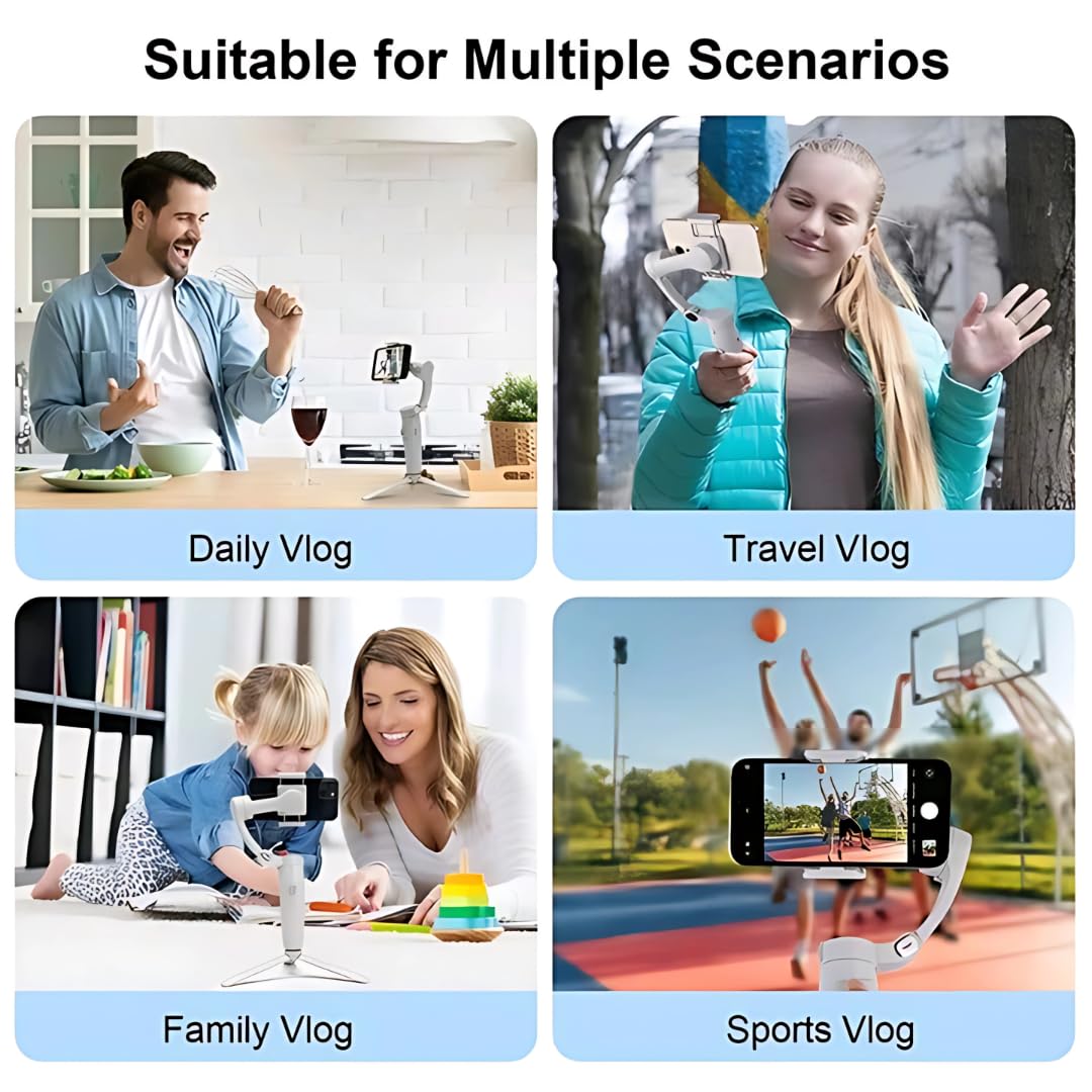3-Axis Handheld Smartphone Gimbal Stabilizer with Tripod & Rechargeable Battery for Smooth Video Shooting
