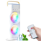 Portable Dual-Fan Air Cooler with RGB Lights & Remote Control – Smart Mini Cooling Fan for Home & Office