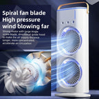 Portable Dual-Fan Air Cooler with RGB Lights & Remote Control – Smart Mini Cooling Fan for Home & Office