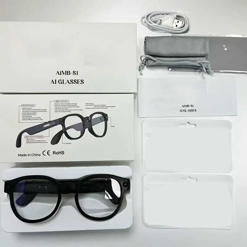 Q8 AI Smart Glasses – HD Camera, Music, Call Translation & Smart Audio Eyewear