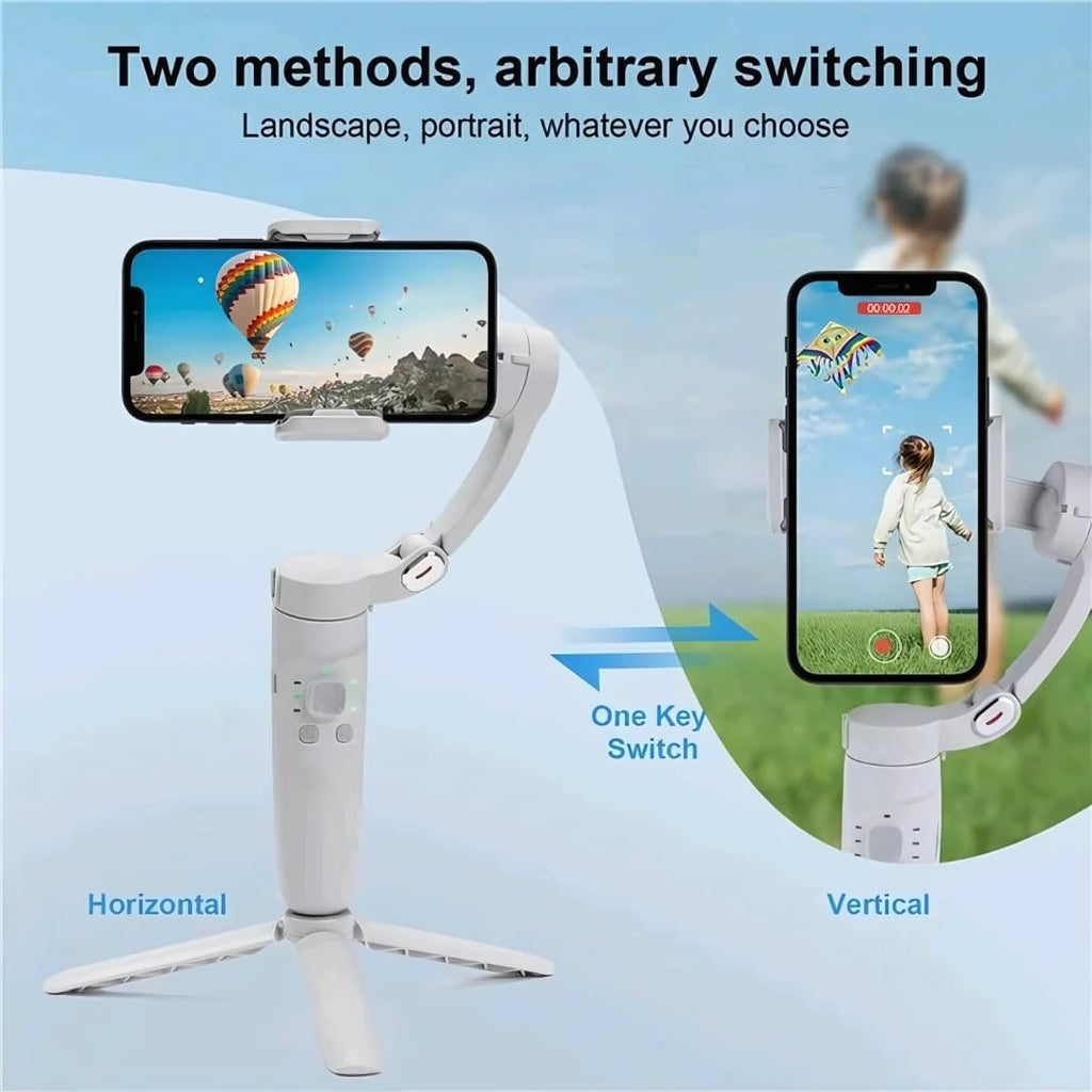 3-Axis Handheld Smartphone Gimbal Stabilizer with Tripod & Rechargeable Battery for Smooth Video Shooting