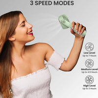 Rechargeable Portable Handheld Fan with 3 Speed Modes – Long Battery Life Mini Cooling Fan