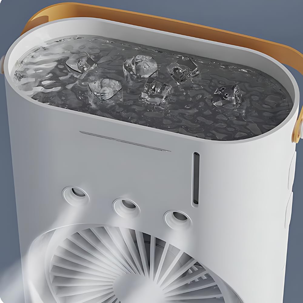 Portable Dual-Fan Air Cooler with RGB Lights & Remote Control – Smart Mini Cooling Fan for Home & Office