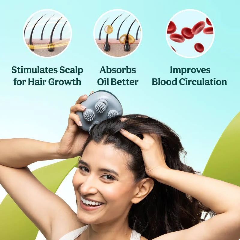 Cordless Electric Scalp Massager with 4 Deep-Kneading Nodes for Hair Growth & Relaxation